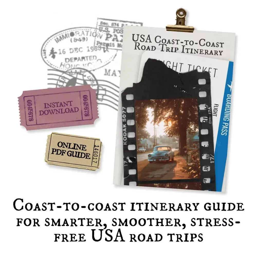 USA Coast-to-Coast Road Trip Itinerary | Ultimate Cross-Country eBook Guide for Epic Travel Planning | Printable Route Planner