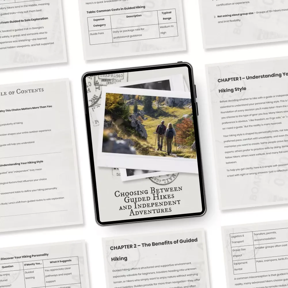 Choosing Between Guided Hikes and Independent Adventures | Ebook Guide to Hiking with a Guide vs Independently for Smart, Confident Outdoor Planning