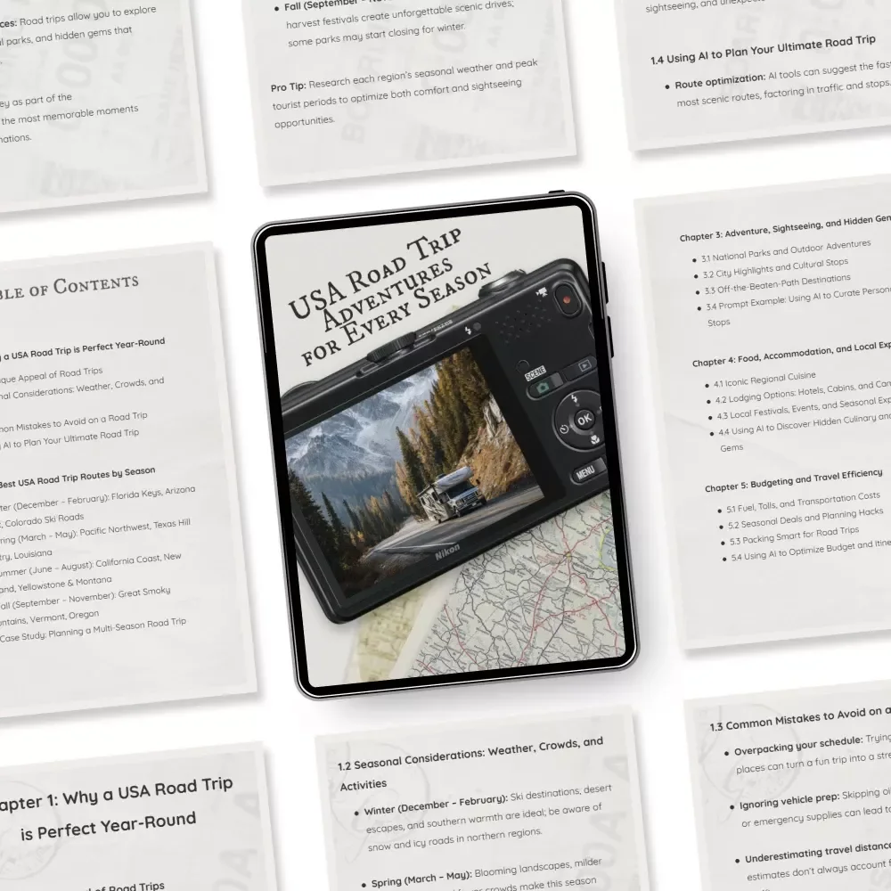 USA Road Trip Adventures for Every Season | Digital Travel eBook | Inspiring USA Road Trip Ideas for Each Season