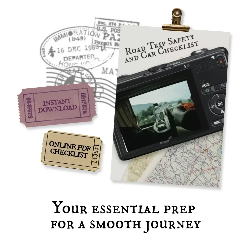 Road Trip Safety and Car Checklist | Printable Travel Prep Guide | Road Trip Safety Tips and Car Checklist for Smooth, Stress-Free Adventures