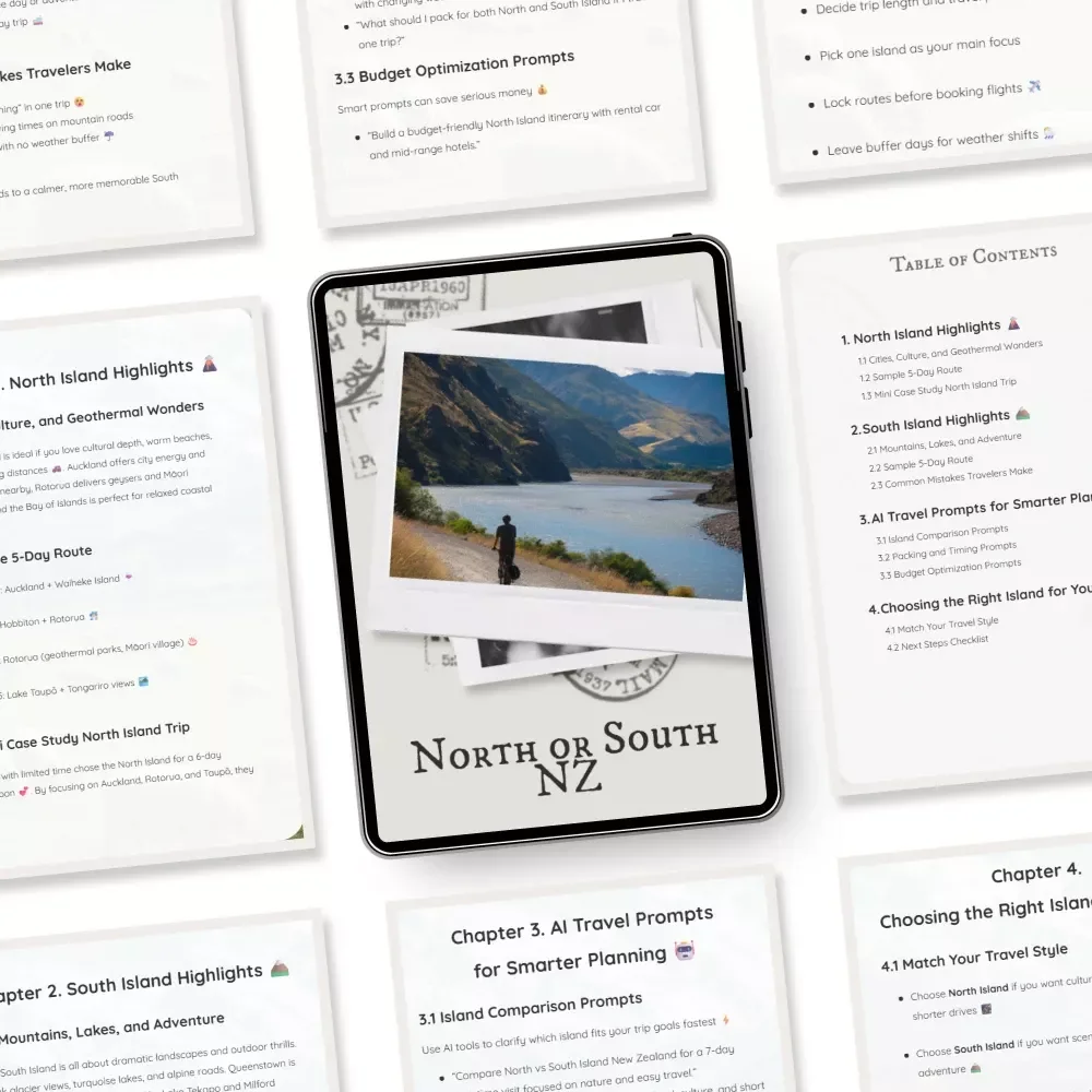 North or South NZ – New Zealand North vs South Island Itinerary Guide, Travel Planner eBook & Checklist