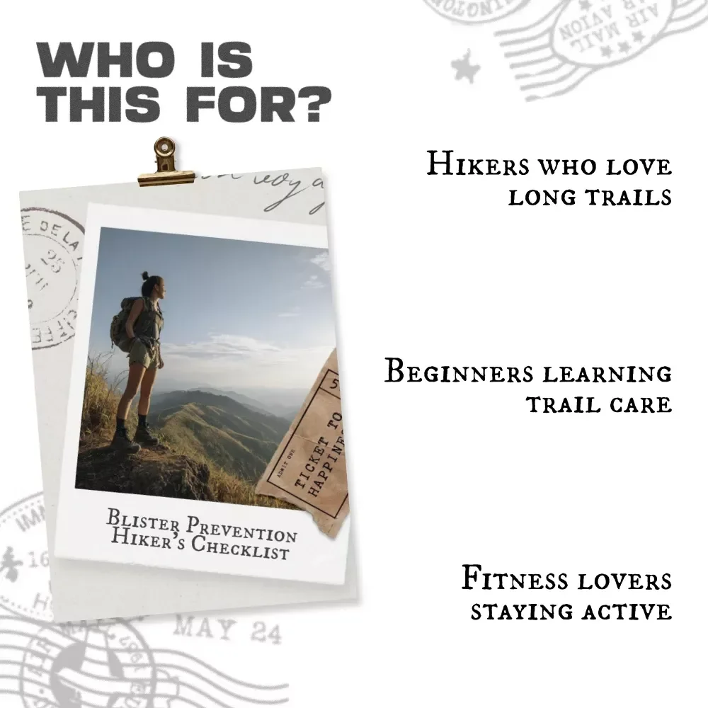 Blister Prevention Hiker’s Checklist — Digital Download for Trail Comfort & Foot Care | Step-by-Step Guide on How to Prevent Blisters While Hiking | Essential Gear & AI Tips for Pain-Free Adventures