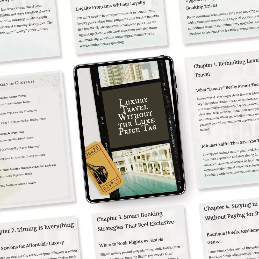 Luxury Travel Without the Luxe Price Tag | eBook Guide with Smart Luxury Travel on a Budget Tips, AI Tools, and Hidden High-End Travel Secrets
