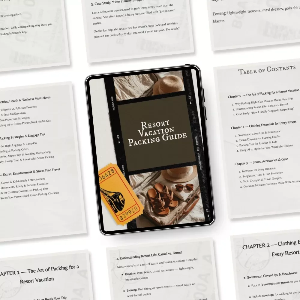 Resort Vacation Packing Guide — Ultimate Travel Checklist eBook, Digital Download for Stress-Free Resort Trips, Vacation Planning Printable, AI-Assisted Packing Tips