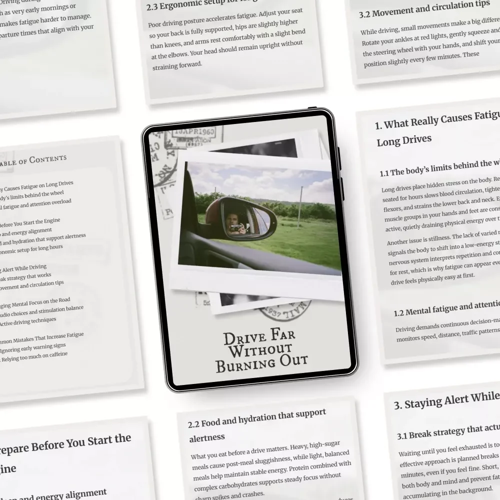 Drive Far Without Burning Out | Digital eBook for Safer Long Drives | How to Avoid Fatigue on Long Drives and Stay Focused Behind the Wheel
