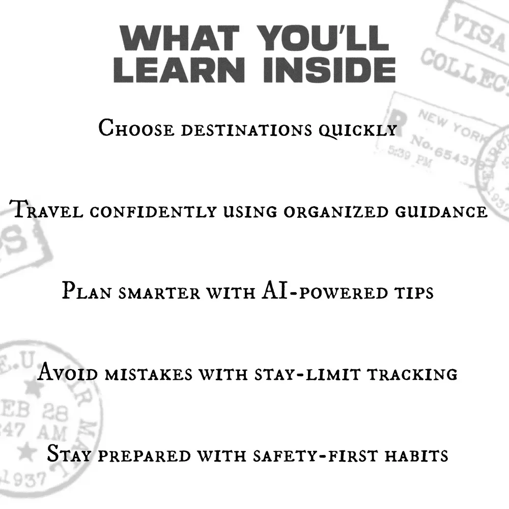 Visa-Free Countries for U.S. Travelers | Printable Travel Guide, eBook Checklist, Digital Download for American Passport Holders