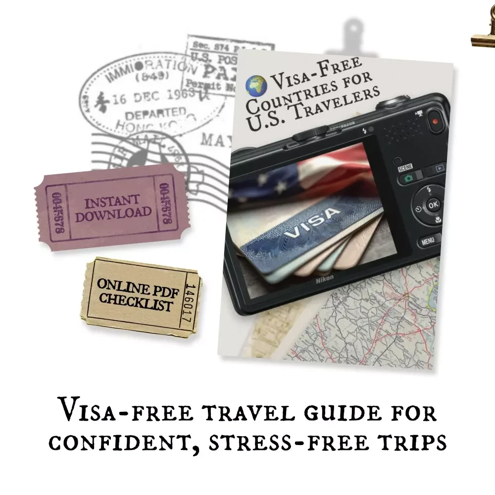 Visa-Free Countries for U.S. Travelers | Printable Travel Guide, eBook Checklist, Digital Download for American Passport Holders
