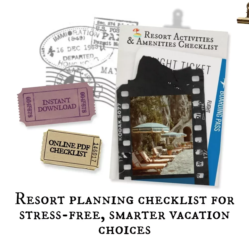 Resort Activities & Amenities Checklist | Printable Travel Planner, Vacation Guide, Resort Planning eBook, Digital Download for Stress-Free Trip Planning
