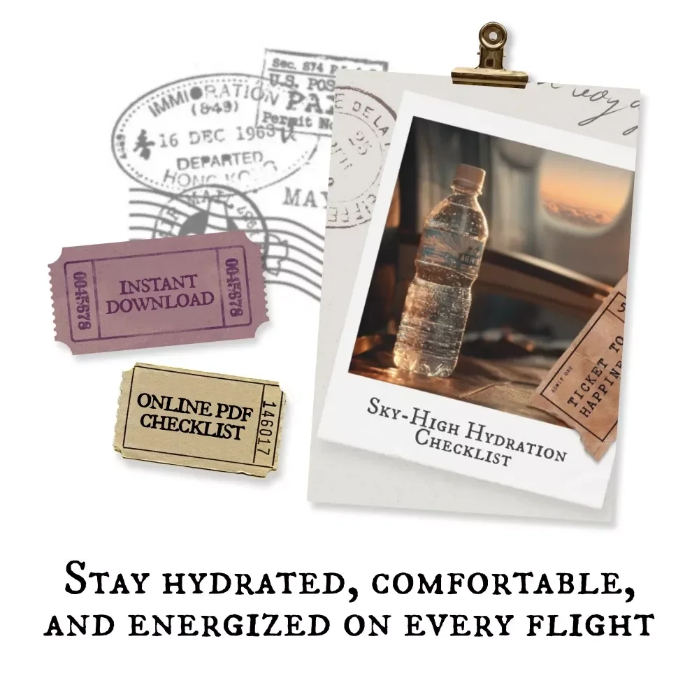 Sky-High Hydration Checklist | How to Stay Hydrated on a Plane | Printable Travel Wellness Checklist for Flights