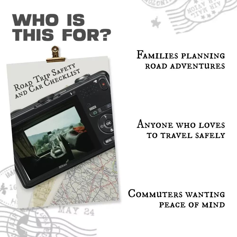 Road Trip Safety and Car Checklist | Printable Travel Prep Guide | Road Trip Safety Tips and Car Checklist for Smooth, Stress-Free Adventures