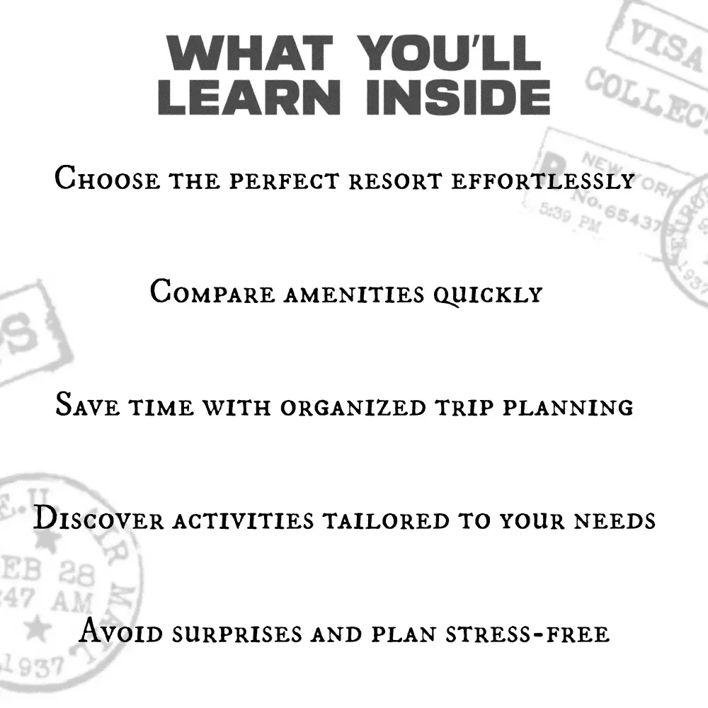 Resort Activities & Amenities Checklist | Printable Travel Planner, Vacation Guide, Resort Planning eBook, Digital Download for Stress-Free Trip Planning