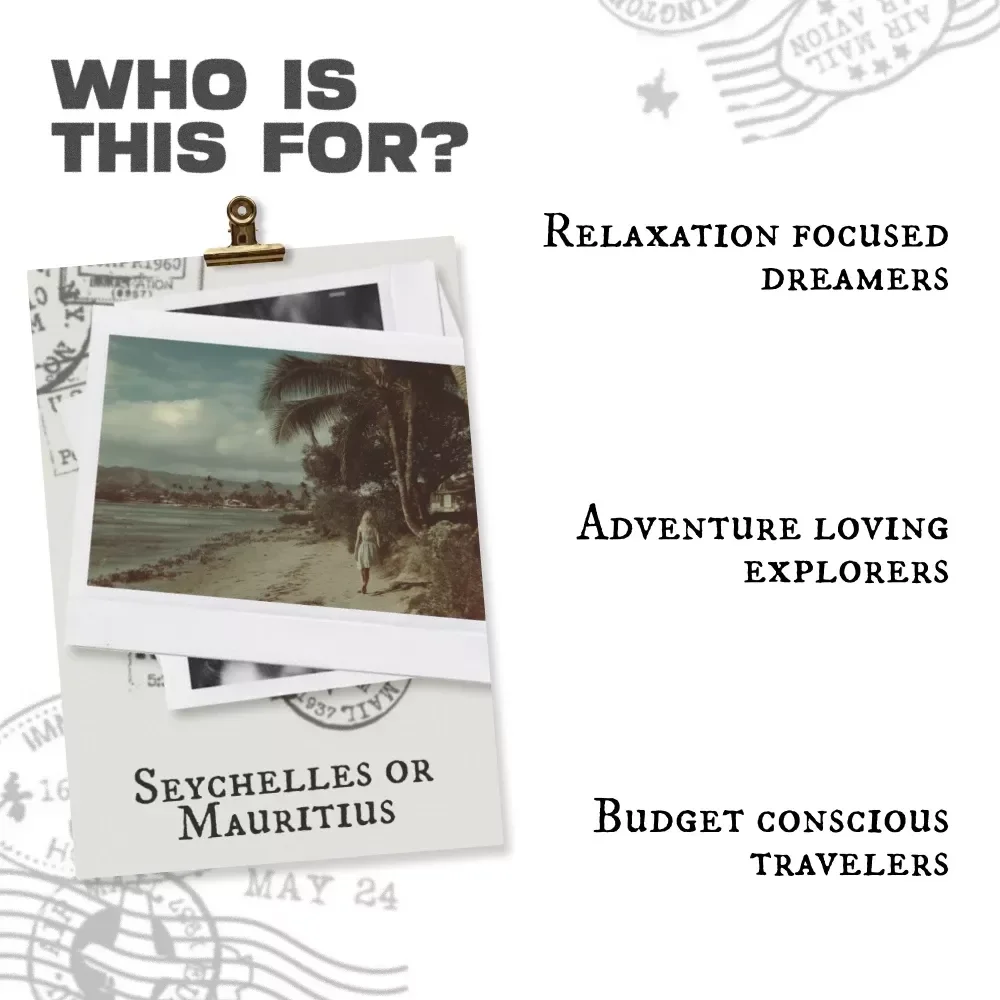 Seychelles or Mauritius – Travel Comparison Guide | Seychelles vs Mauritius Which Is Better | Island Vibe, Costs, Honeymoon & Family Trips Digital Download
