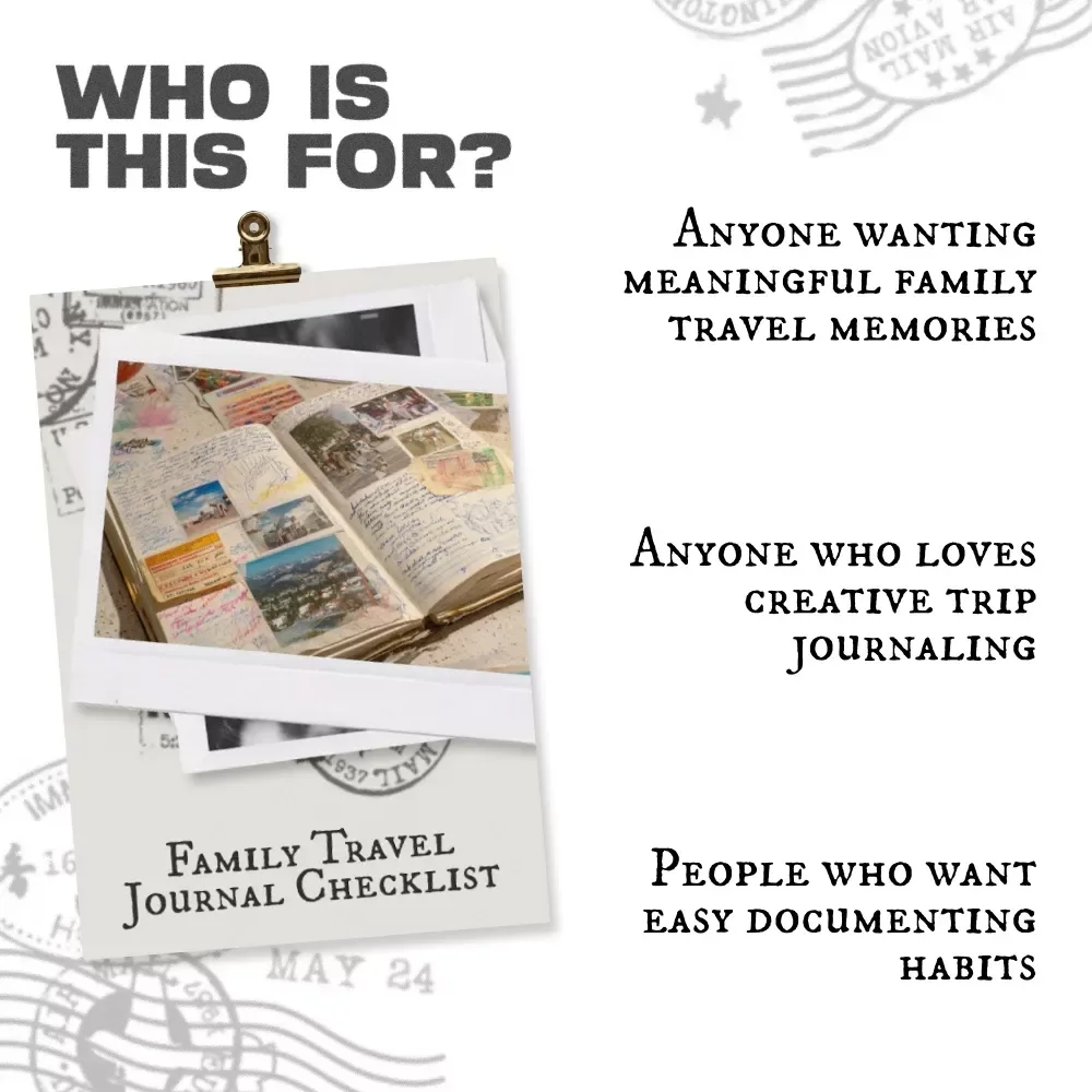 Family Travel Journal Checklist | Printable Family Trip Tracker | Vacation Memory Keeper | How to Keep a Family Travel Journal Guide