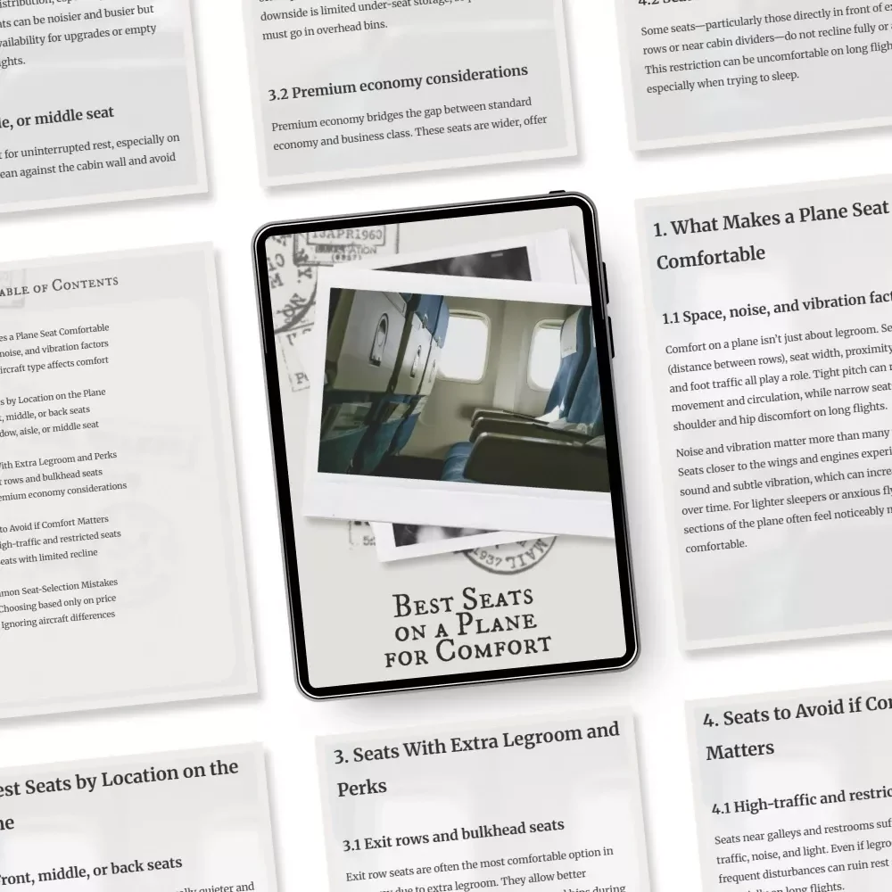 Best Seats on a Plane for Comfort | eBook Guide to Choosing the Most Comfortable Airplane Seats, Avoiding Bad Spots, and Maximizing Legroom