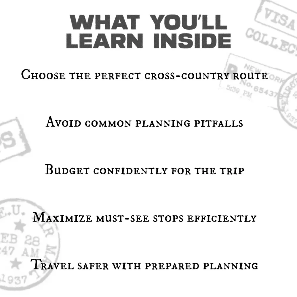 USA Coast-to-Coast Road Trip Itinerary | Ultimate Cross-Country eBook Guide for Epic Travel Planning | Printable Route Planner