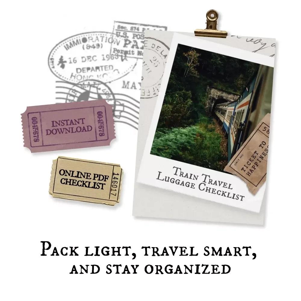Train Travel Luggage Checklist | Printable Packing Guide for Stress-Free Journeys | Train Travel with Luggage Tips