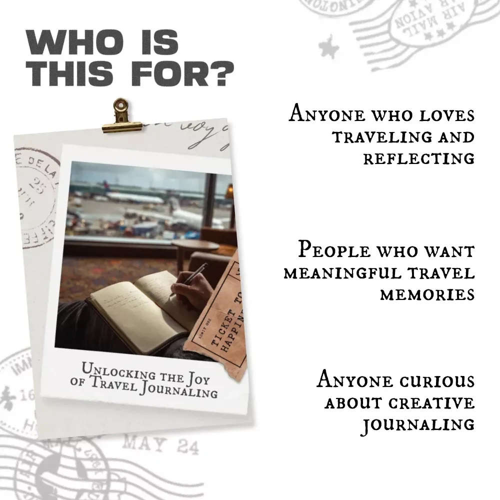 Unlocking the Joy of Travel Journaling – Digital Travel Journal Guide eBook, Creative Travel Writing Prompts, Memory Keeping & Storytelling Workbook