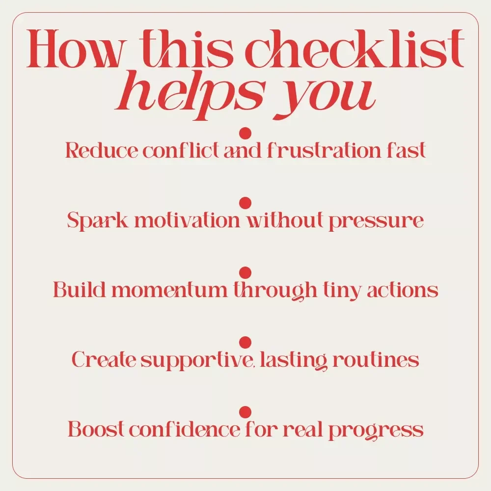 The “Unstuck & Unstoppable” Checklist | How to Motivate a Lazy Person with Compassionate Step-by-Step Support | Digital Checklist Download