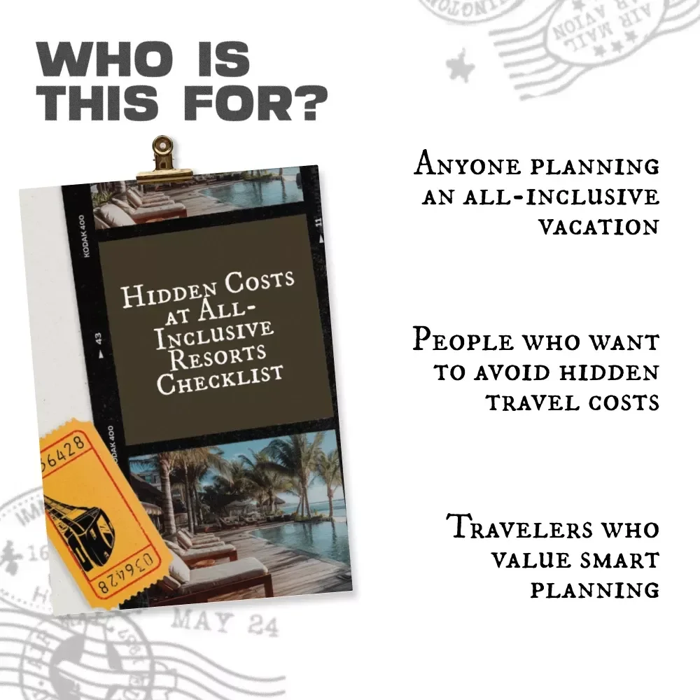 Hidden Costs at All-Inclusive Resorts Checklist | All-Inclusive Resort Fees Guide, Vacation Budget Planner, Travel Checklist Digital Download