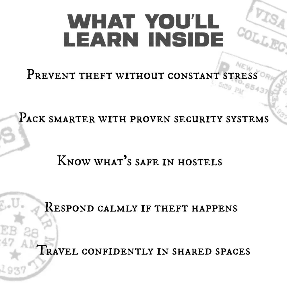 Keeping Your Stuff Safe in Hostels – Hostel Safety Guide for Backpackers, Digital Travel Security eBook & Checklist Download