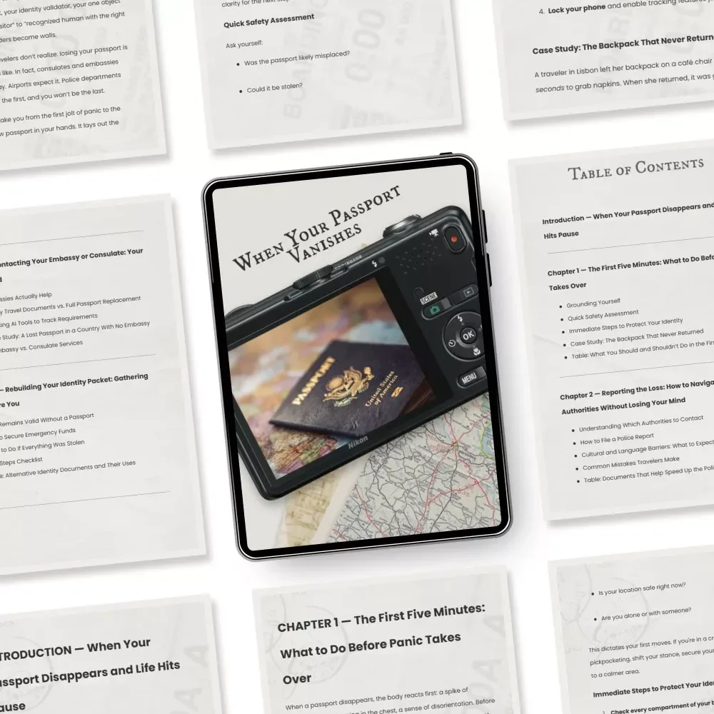 When Your Passport Vanishes – Lost Passport Travel Guide, Emergency Passport Replacement eBook, What to Do When Passport Is Lost Abroad, International Travel Checklist Digital Download