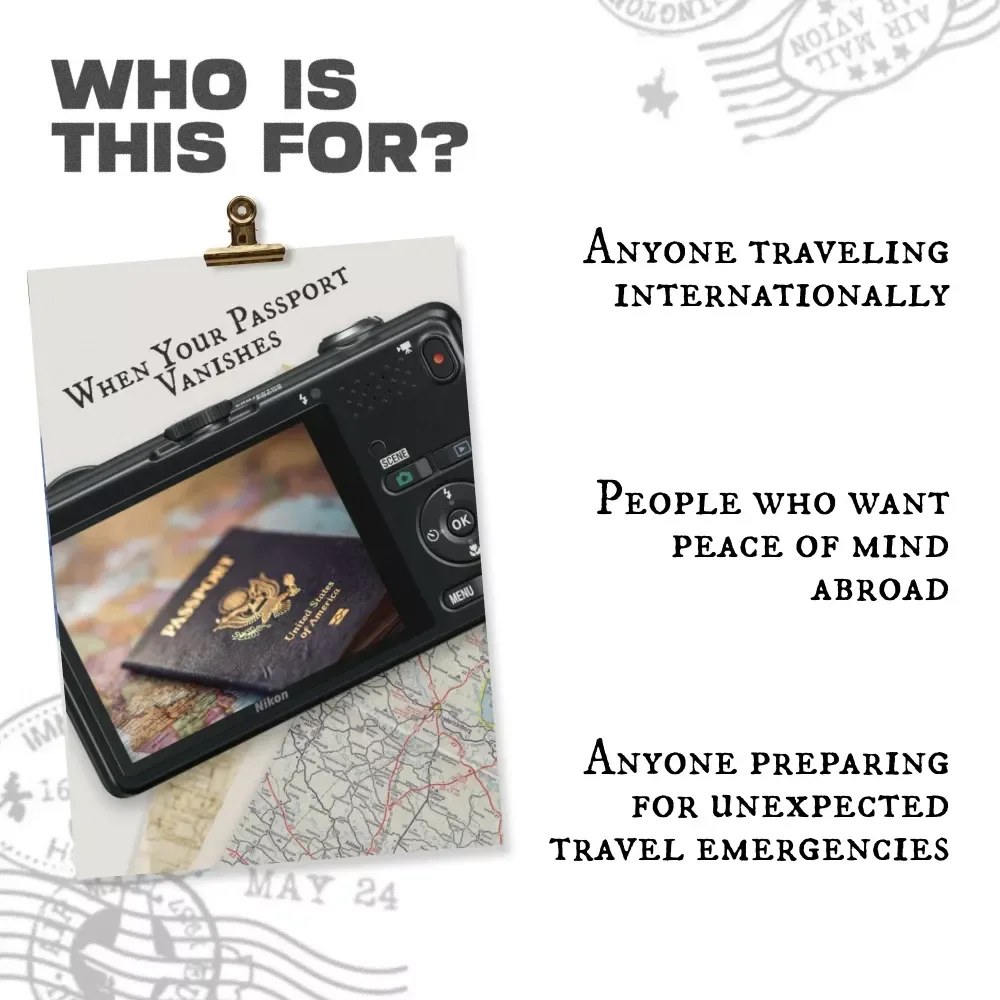 When Your Passport Vanishes – Lost Passport Travel Guide, Emergency Passport Replacement eBook, What to Do When Passport Is Lost Abroad, International Travel Checklist Digital Download