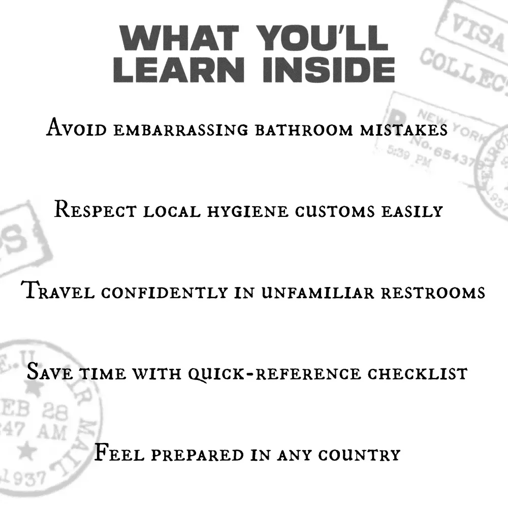 Around-the-World Restroom Rules Checklist | Digital Travel Bathroom Etiquette Guide | Printable eBook for International Travelers & Nomads