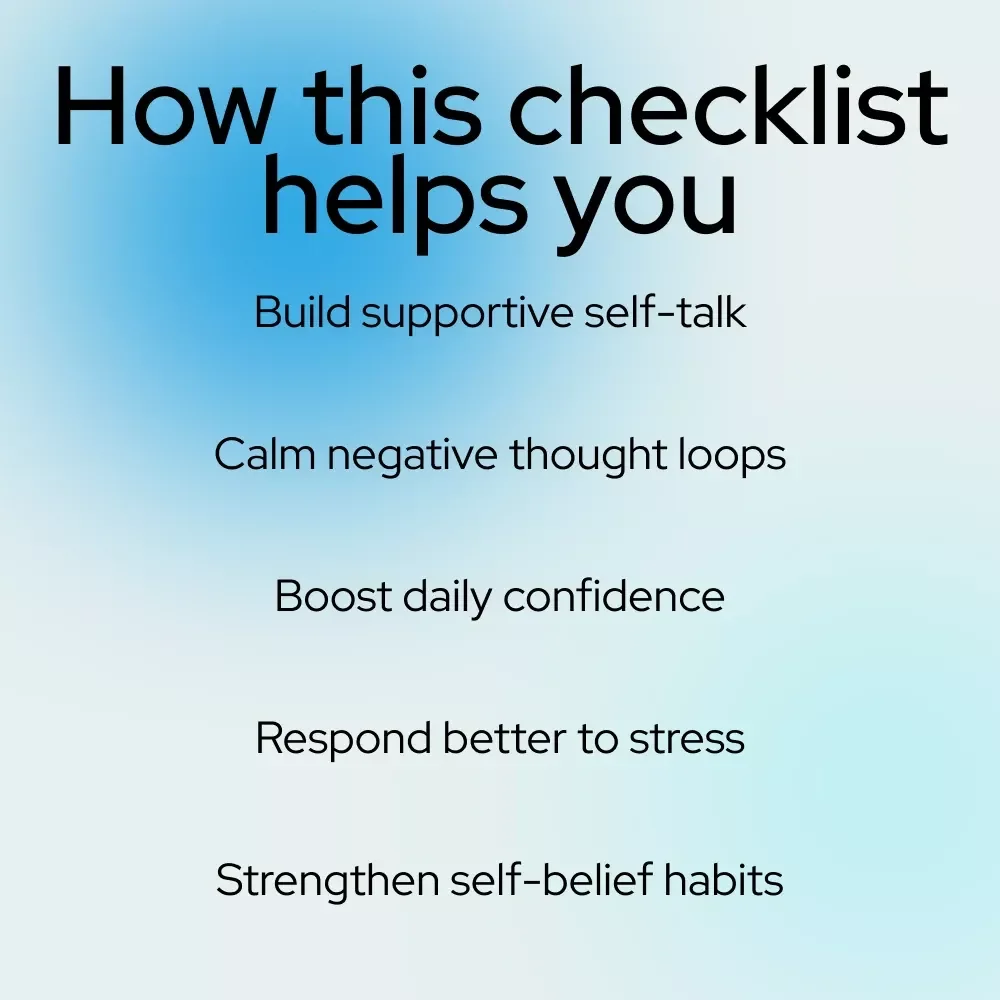 The Self-Talk Glow-Up Checklist: Flip Your Script, Boost Your Vibe | Ebook Guide on how to create positive self talk, Confidence & Mindset Reset