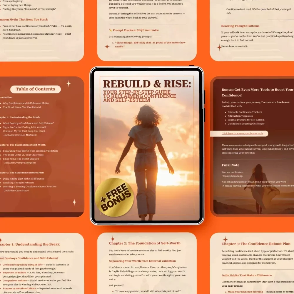 Rebuild & Rise: Your Step-by-Step Guide to Reclaiming Confidence and Self-Esteem | eBook on How to Rebuild Confidence and Self Esteem