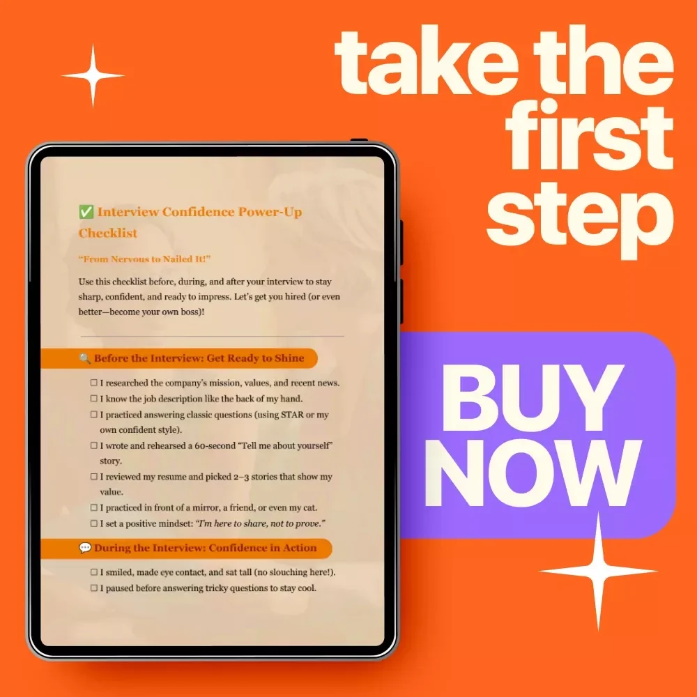 Interview Confidence Power-Up Checklist – How to Have Confidence in an Interview, From Nervous to Nailed It Digital Checklist for Job Seekers & Aspiring Entrepreneurs