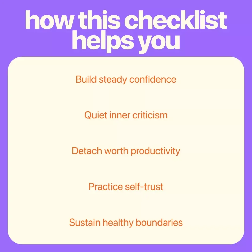 The Esteem Boost Checklist: 15 Power Moves to Build Unshakable Confidence | Daily Esteem Building Checklist for Self-Worth & Personal Growth
