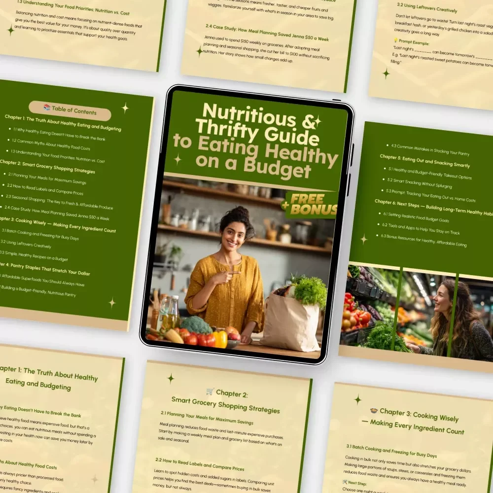 Nutritious & Thrifty Guide to Eating Healthy on a Budget — Budget-Friendly Healthy Eating eBook, Meal Planning Tips, Smart Grocery Shopping, Affordable Nutrition Guide for Eating Healthy on a Budget
