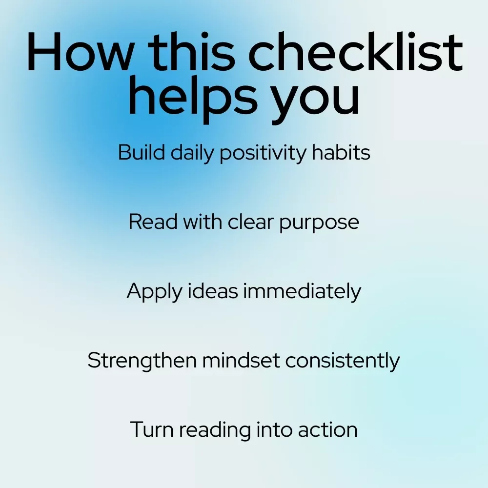 The Positive Reader's Power-Up Checklist | Digital Checklist for Books & Positive Mental Attitude Growth