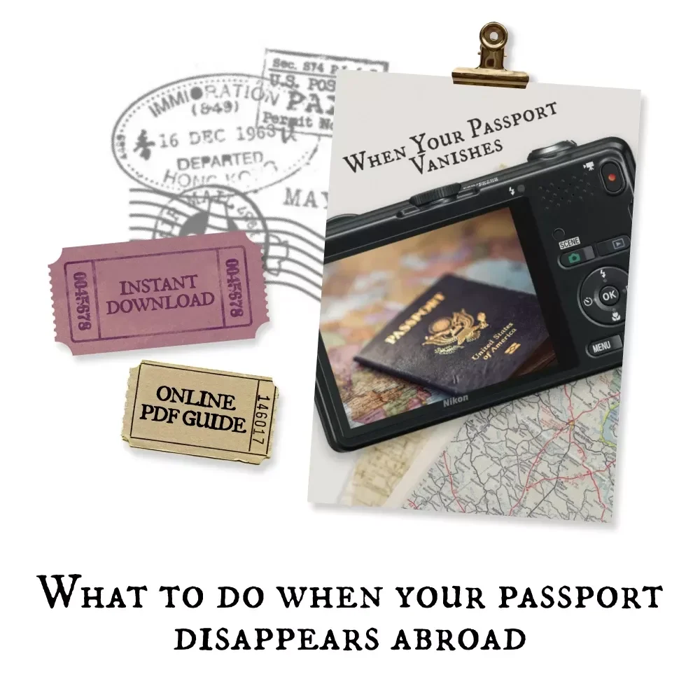 When Your Passport Vanishes – Lost Passport Travel Guide, Emergency Passport Replacement eBook, What to Do When Passport Is Lost Abroad, International Travel Checklist Digital Download