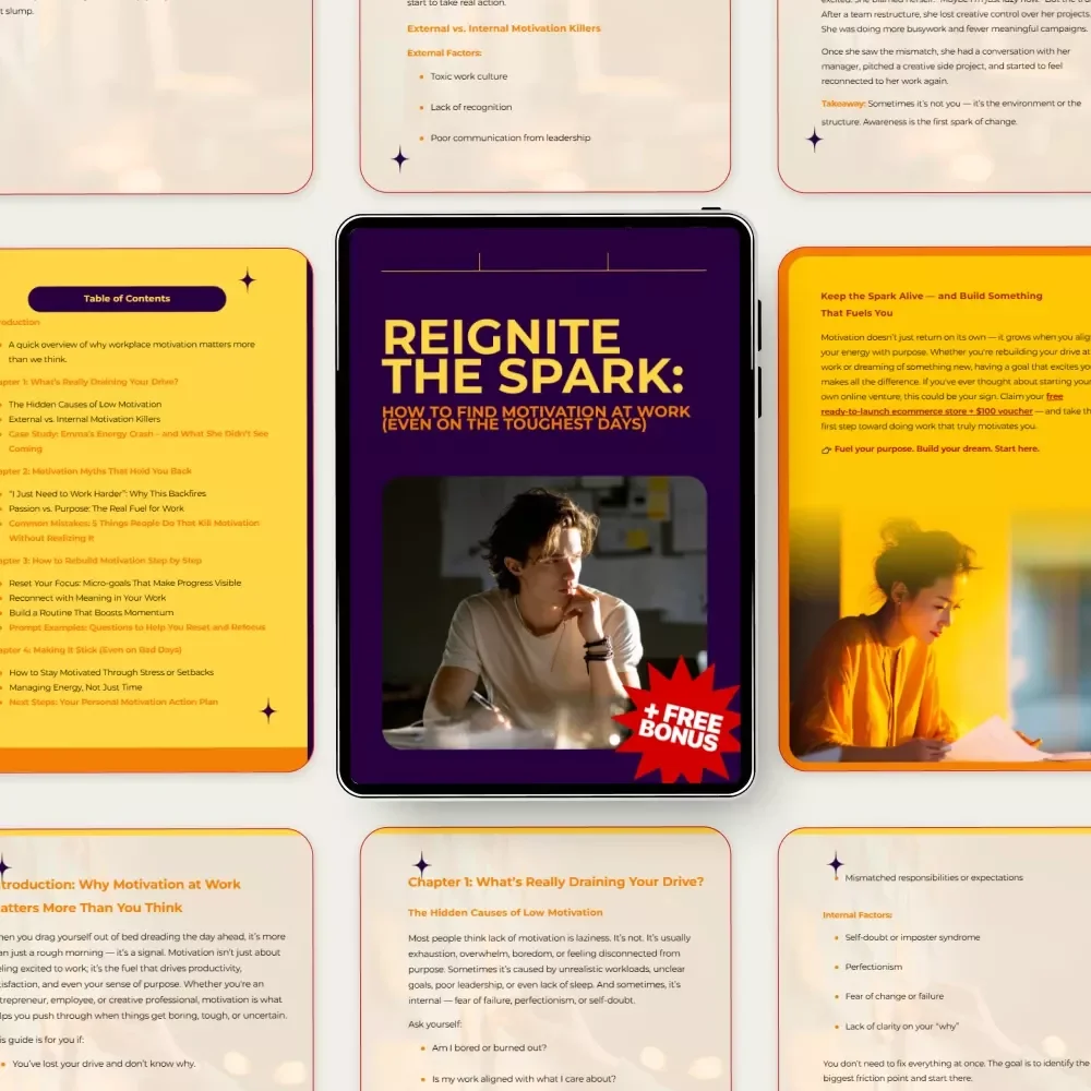 Reignite the Spark: How to Find Motivation at Work (Even on the Toughest Days) – Practical Guide for Beating lack of motivation at work, Career Motivation Reset, Digital Download