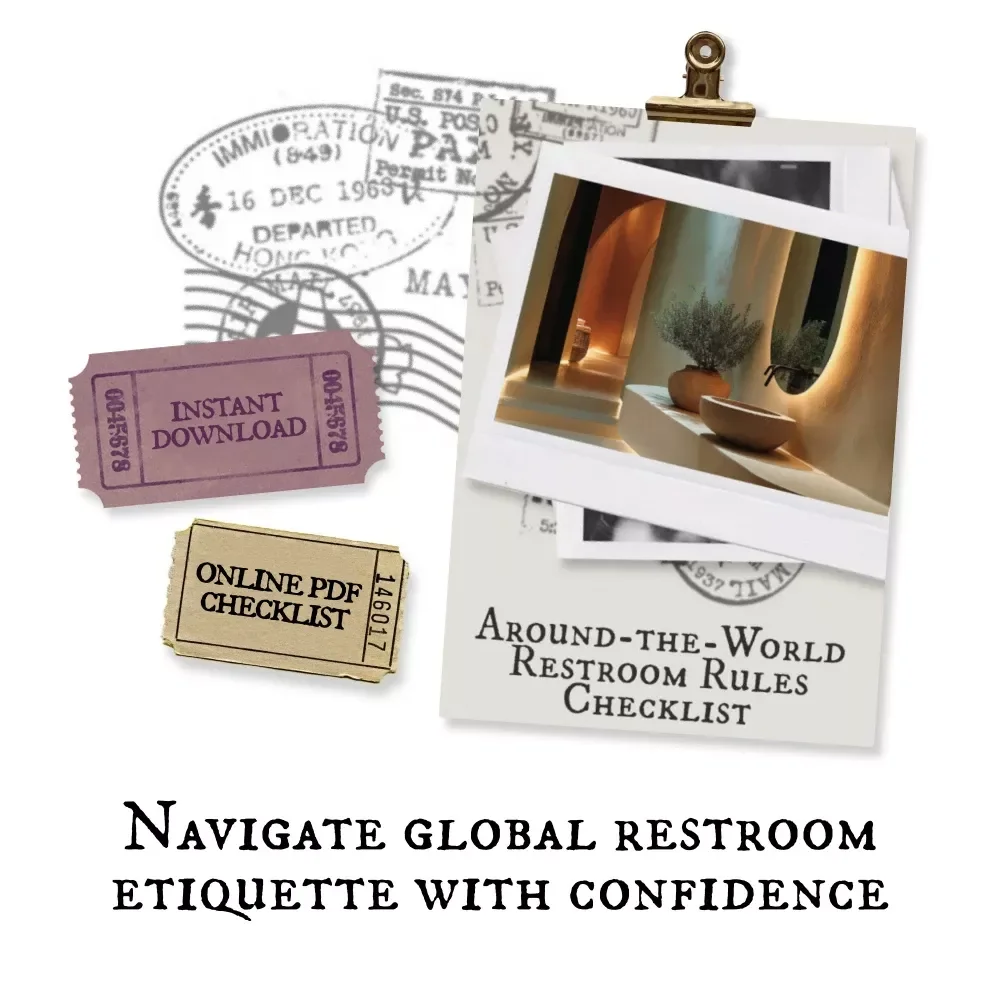 Around-the-World Restroom Rules Checklist | Digital Travel Bathroom Etiquette Guide | Printable eBook for International Travelers & Nomads