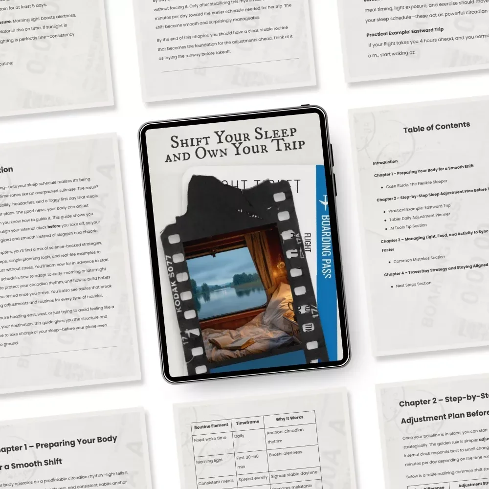 Shift Your Sleep and Own Your Trip | Jet Lag Guide for Travelers, Sleep Adjustment Planner, Travel Sleep eBook, Circadian Rhythm Reset Checklist