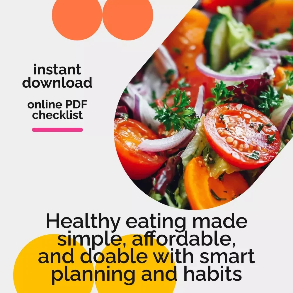 Eat Well Without Emptying Your Wallet Checklist | Eating Healthy on a Budget Printable | Budget-Friendly Meal Planning Guide | Healthy Eating Tools