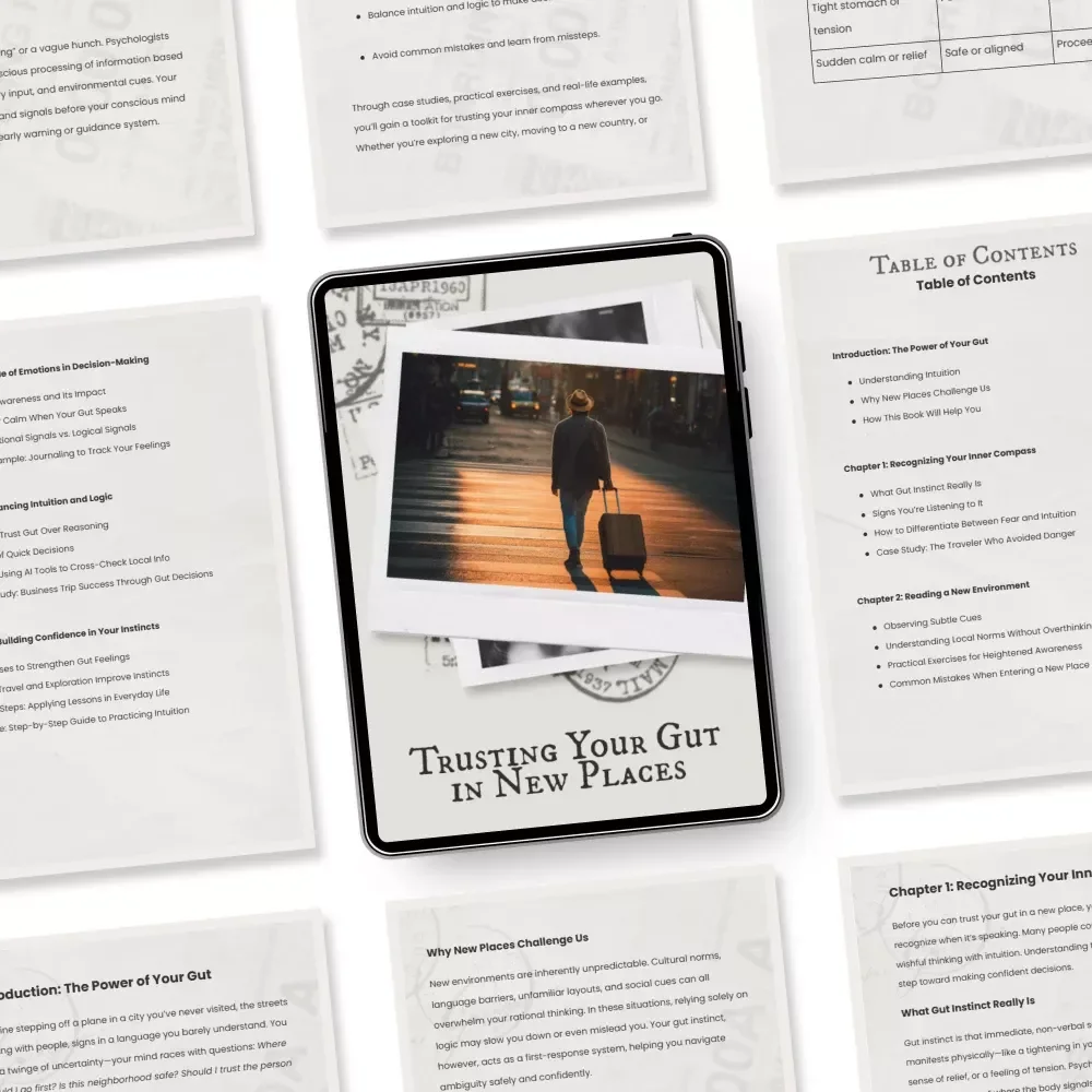 Trusting Your Gut in New Places – Intuition Guide for Travelers, Personal Safety & Confident Decision-Making | Digital eBook Download