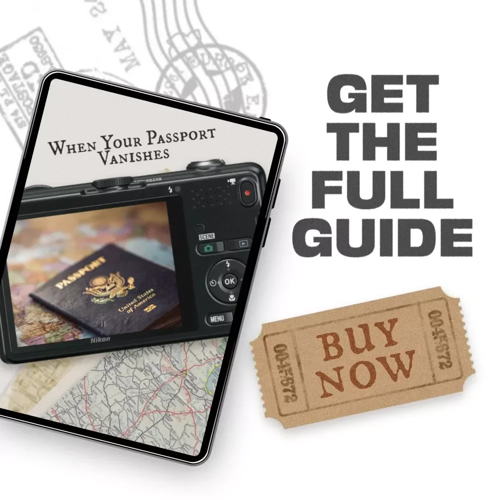 When Your Passport Vanishes – Lost Passport Travel Guide, Emergency Passport Replacement eBook, What to Do When Passport Is Lost Abroad, International Travel Checklist Digital Download