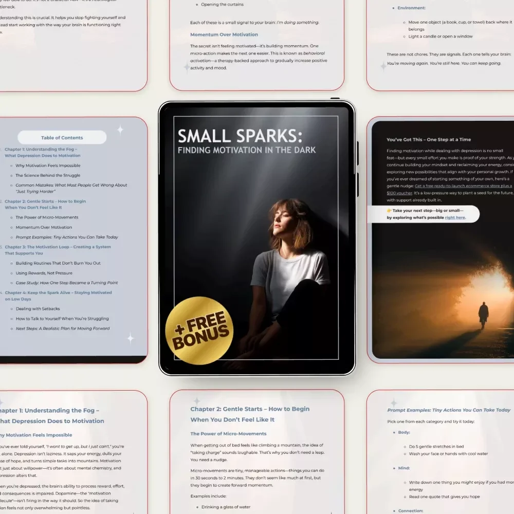 Small Sparks: Finding Motivation in the Dark – A Gentle Guide on how to be motivated when depressed | Digital Download