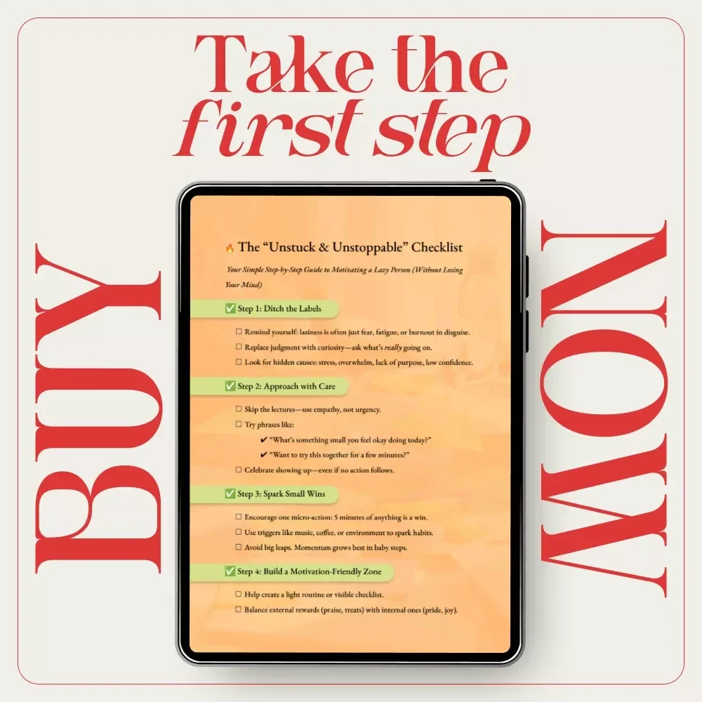 The “Unstuck & Unstoppable” Checklist | How to Motivate a Lazy Person with Compassionate Step-by-Step Support | Digital Checklist Download