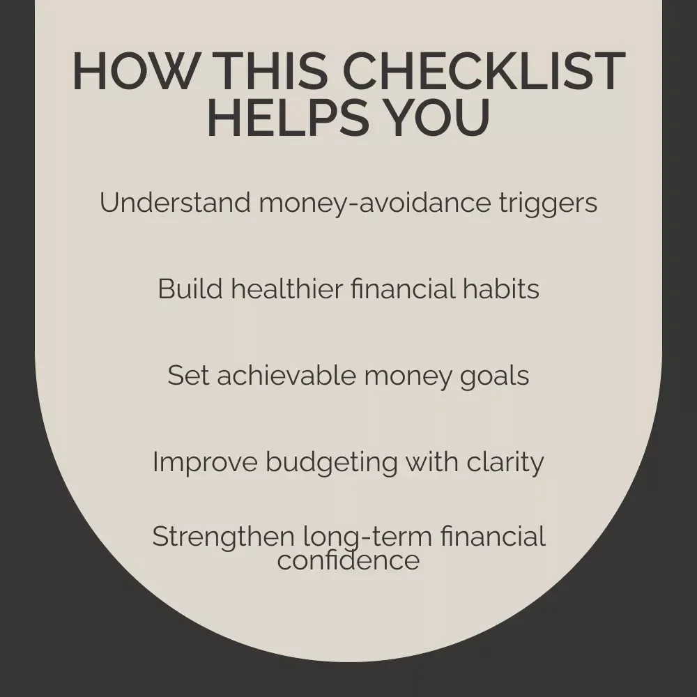 Money Avoidance Breakdown Checklist | Digital Download Checklist to Overcome Money Avoidance, Build Healthy Financial Habits & Boost Confidence