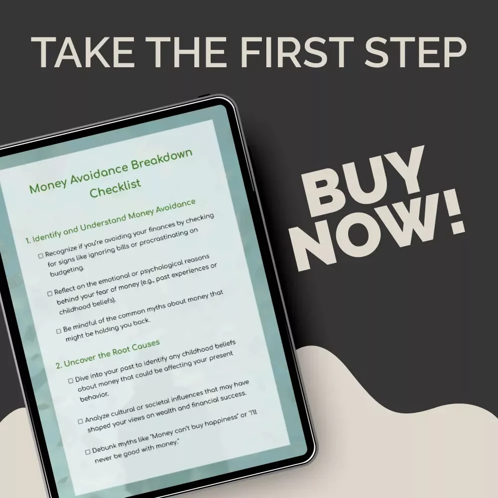 Money Avoidance Breakdown Checklist | Digital Download Checklist to Overcome Money Avoidance, Build Healthy Financial Habits & Boost Confidence