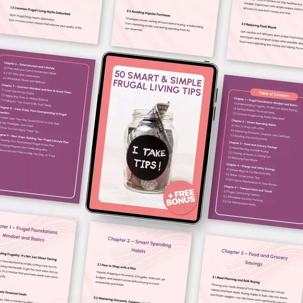 50 Smart & Simple Frugal Living Tips – Practical Money-Saving Guide, Budgeting eBook, Frugal Lifestyle Checklist, Save Money at Home & Beyond