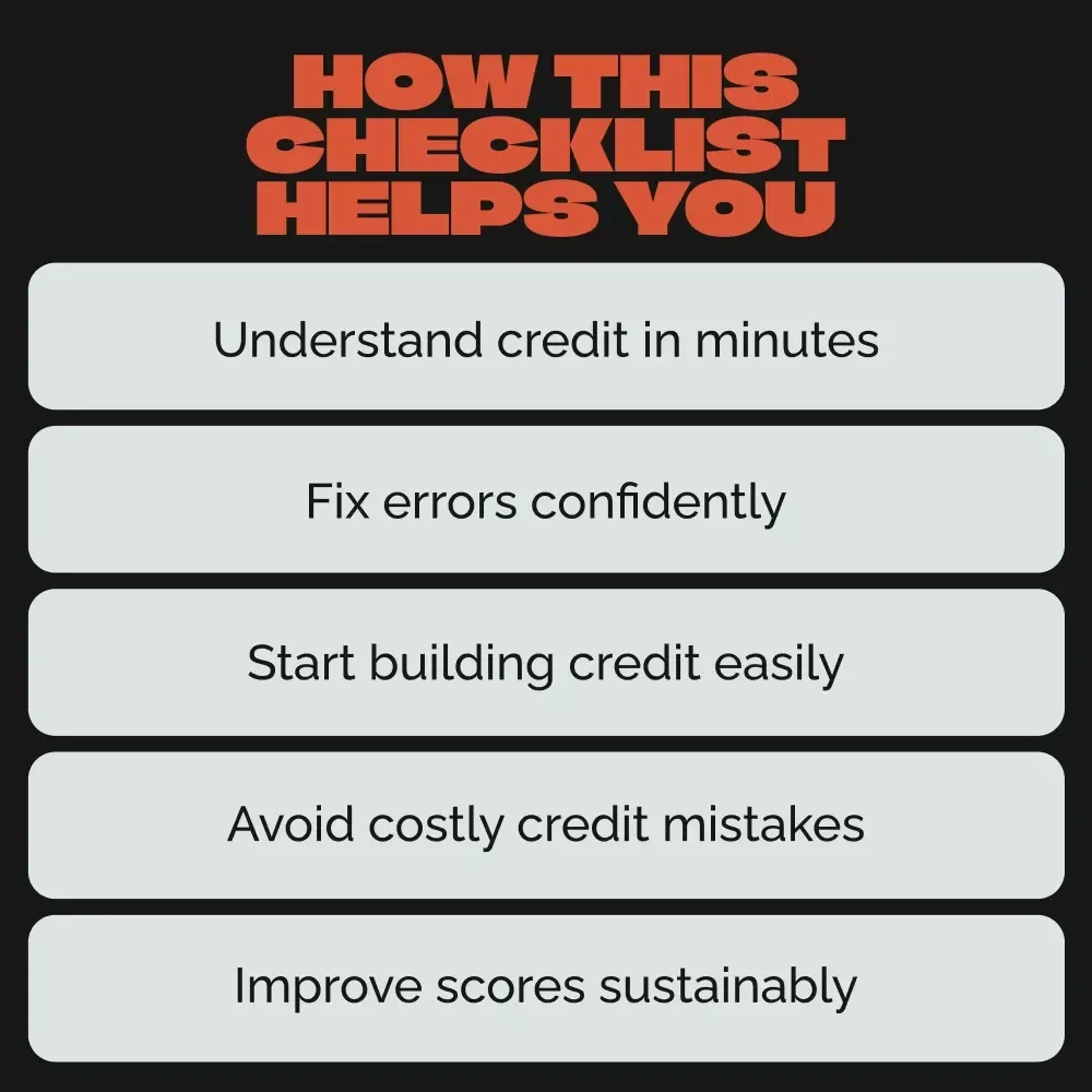 Credit Building Made Easy | Printable Checklist for Beginners | Step-by-Step Guide on How to Build Credit from Scratch | Instant Digital Download
