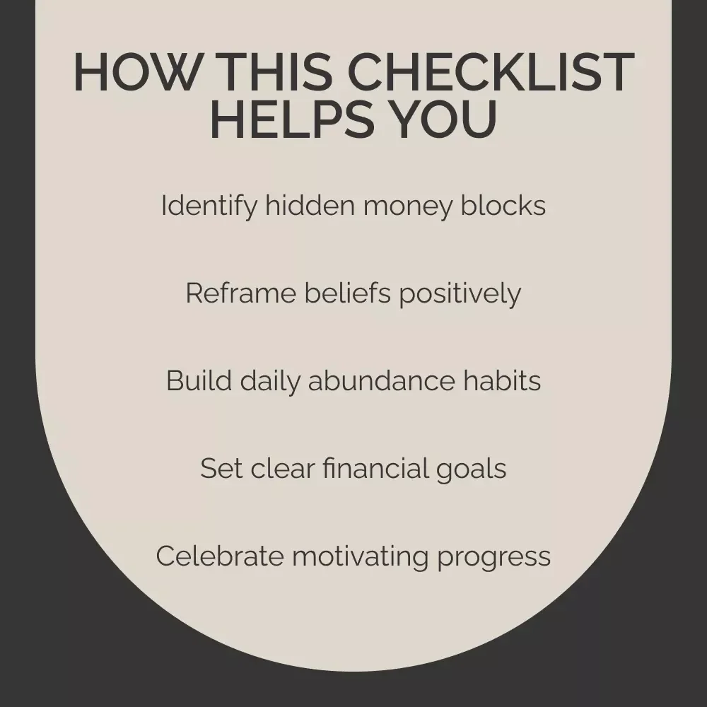 Unlock Your Financial Freedom: Money Limiting Beliefs Checklist | Abundance Mindset Guide | Mindset Workbook for Wealth & Personal Growth | money limiting beliefs