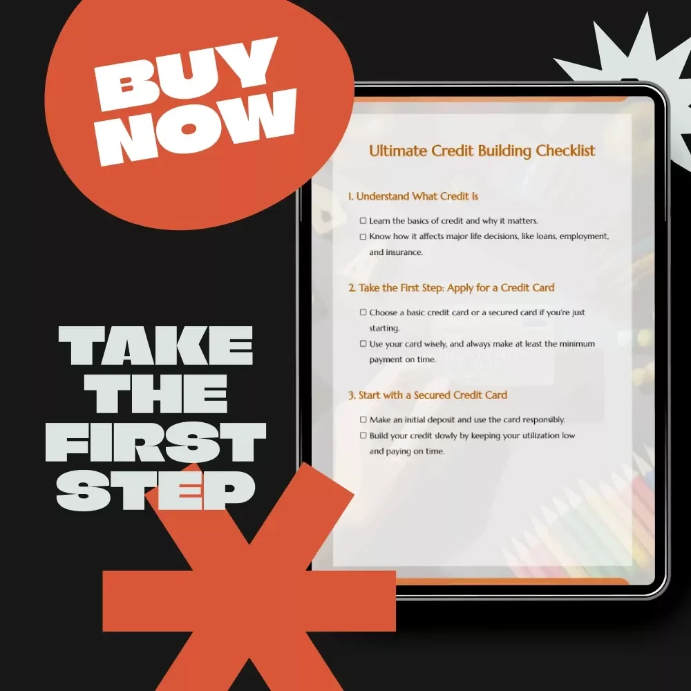 Ultimate Credit Building Checklist | Printable Digital Download for Beginners | Step-by-Step Guide on How to Build Credit When You Have None | Credit Score Starter Workbook