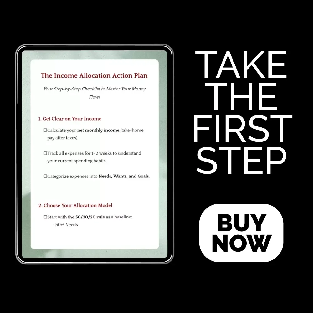 The Income Allocation Action Plan | Printable Budgeting Checklist for Smart Money Management | Step-by-Step Guide on How to Allocate Income | Digital Download