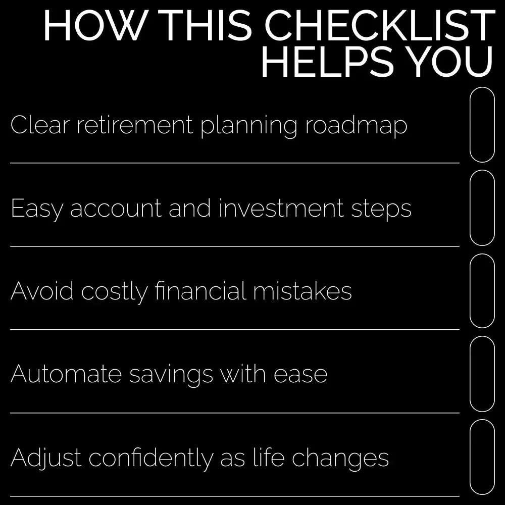 Retire Ready Checklist – A Complete saving for retirement planning Guide for Confident, Low-Stress Financial Freedom | Printable & Digital Download